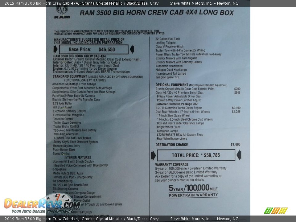 2019 Ram 3500 Big Horn Crew Cab 4x4 Granite Crystal Metallic / Black/Diesel Gray Photo #29