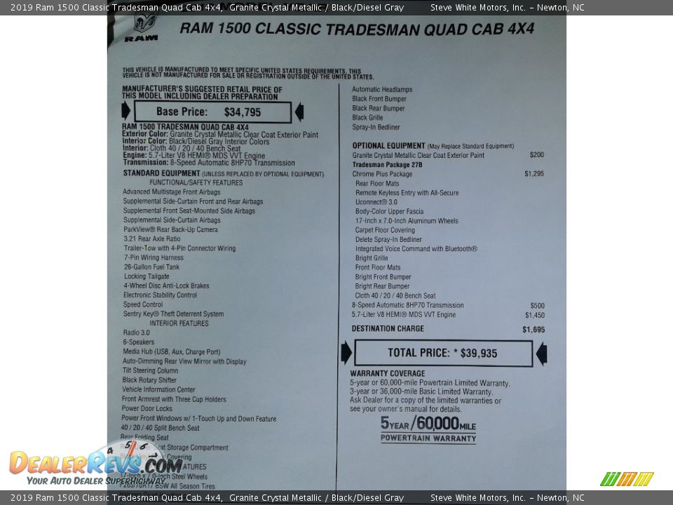 2019 Ram 1500 Classic Tradesman Quad Cab 4x4 Granite Crystal Metallic / Black/Diesel Gray Photo #28