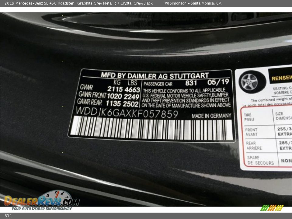 Mercedes-Benz Color Code 831 Graphite Grey Metallic