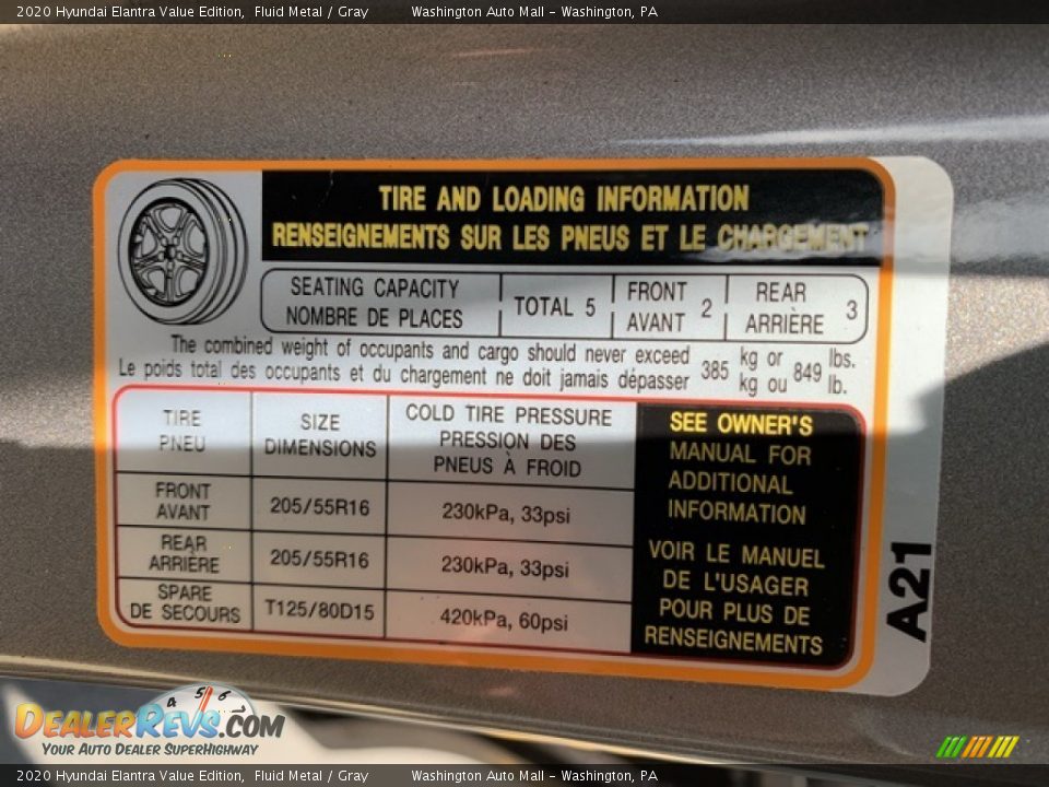 2020 Hyundai Elantra Value Edition Fluid Metal / Gray Photo #9