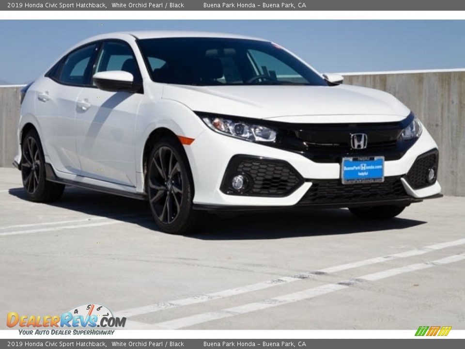 2019 Honda Civic Sport Hatchback White Orchid Pearl / Black Photo #1