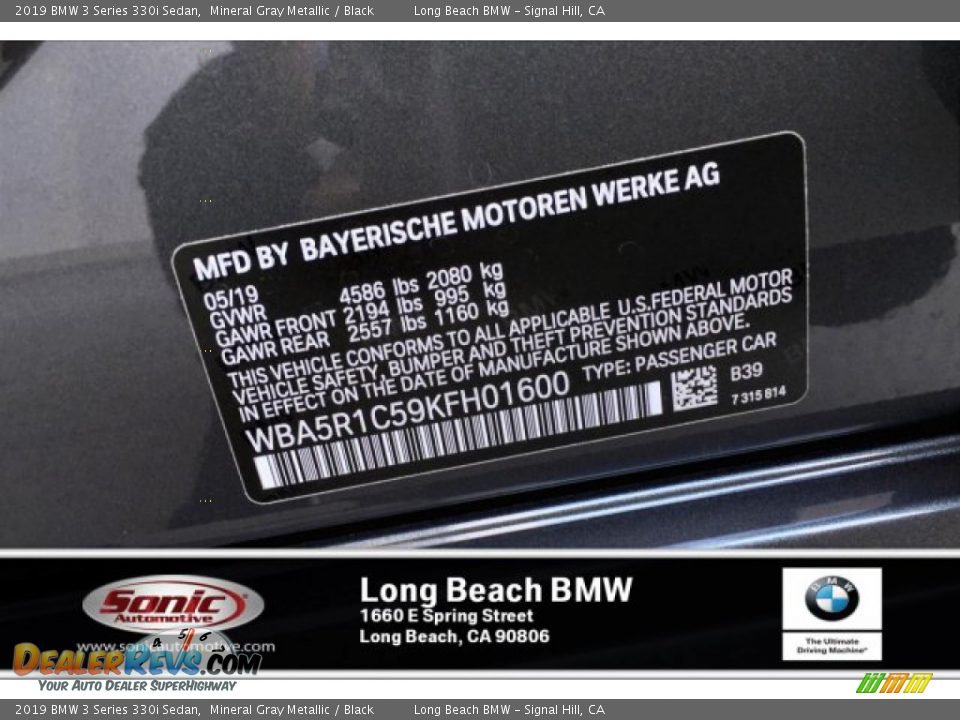 2019 BMW 3 Series 330i Sedan Mineral Gray Metallic / Black Photo #11