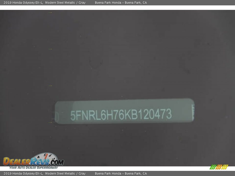 2019 Honda Odyssey EX-L Modern Steel Metallic / Gray Photo #28