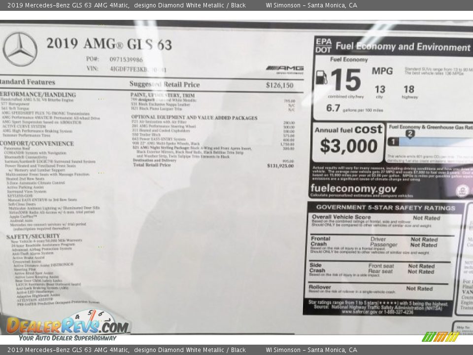 2019 Mercedes-Benz GLS 63 AMG 4Matic designo Diamond White Metallic / Black Photo #10