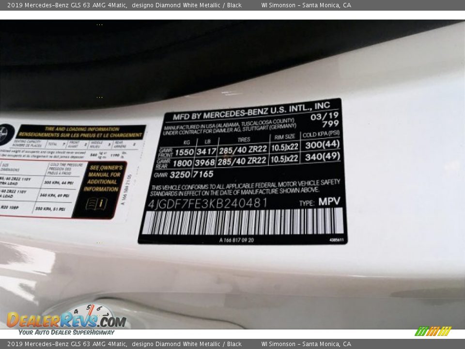 2019 Mercedes-Benz GLS 63 AMG 4Matic designo Diamond White Metallic / Black Photo #11