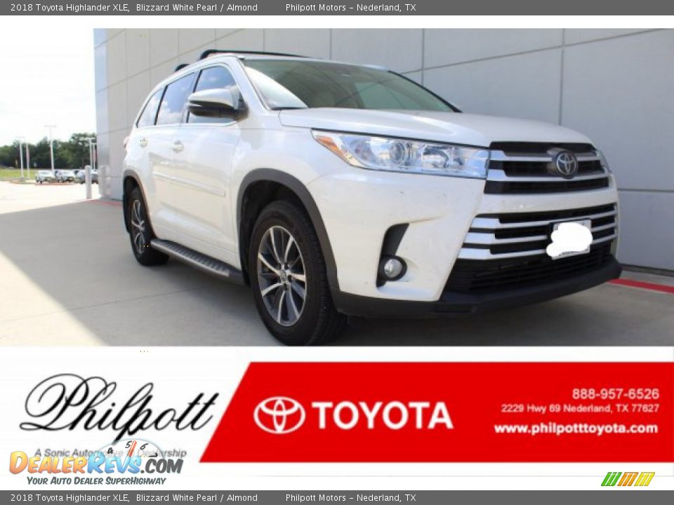 2018 Toyota Highlander XLE Blizzard White Pearl / Almond Photo #1