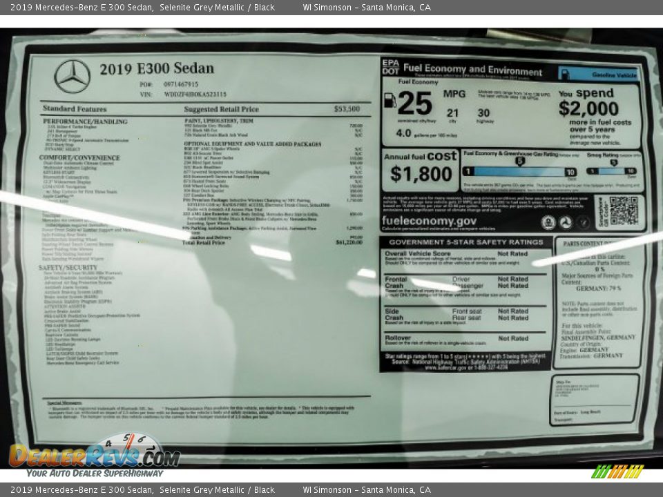 2019 Mercedes-Benz E 300 Sedan Selenite Grey Metallic / Black Photo #17