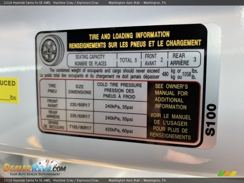 2019 Hyundai Santa Fe SE AWD Machine Gray / Espresso/Gray Photo #9