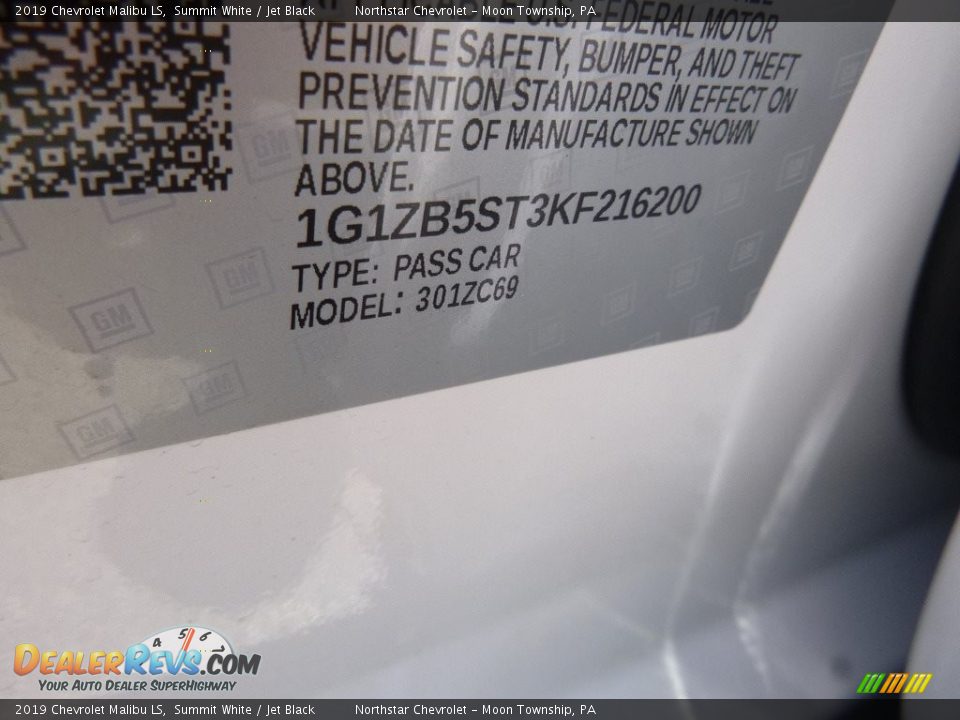 2019 Chevrolet Malibu LS Summit White / Jet Black Photo #15