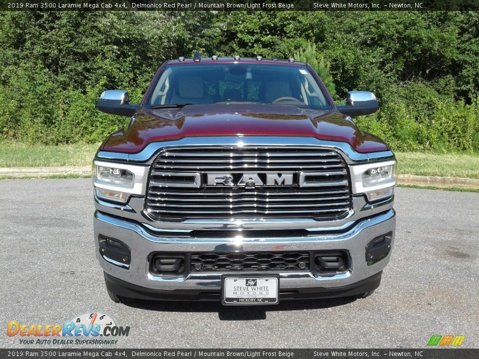 2019 Ram 3500 Laramie Mega Cab 4x4 Delmonico Red Pearl / Mountain Brown/Light Frost Beige Photo #3
