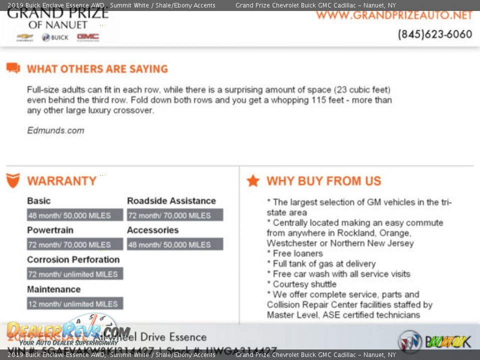 2019 Buick Enclave Essence AWD Summit White / Shale/Ebony Accents Photo #11
