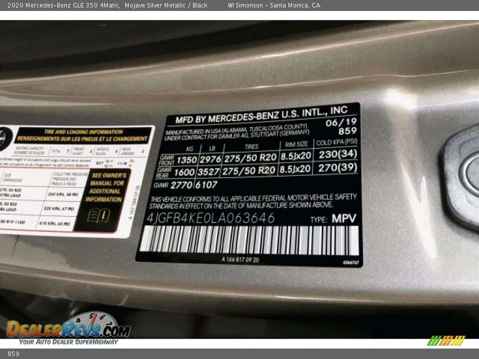 Mercedes-Benz Color Code 859 Mojave Silver Metallic