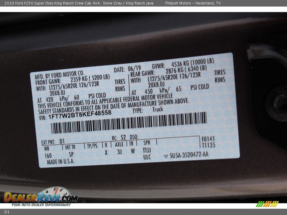 Ford Color Code D1 Stone Gray