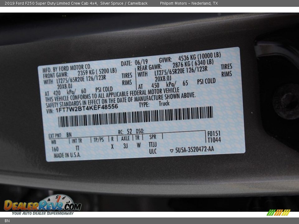 Ford Color Code BN Silver Spruce