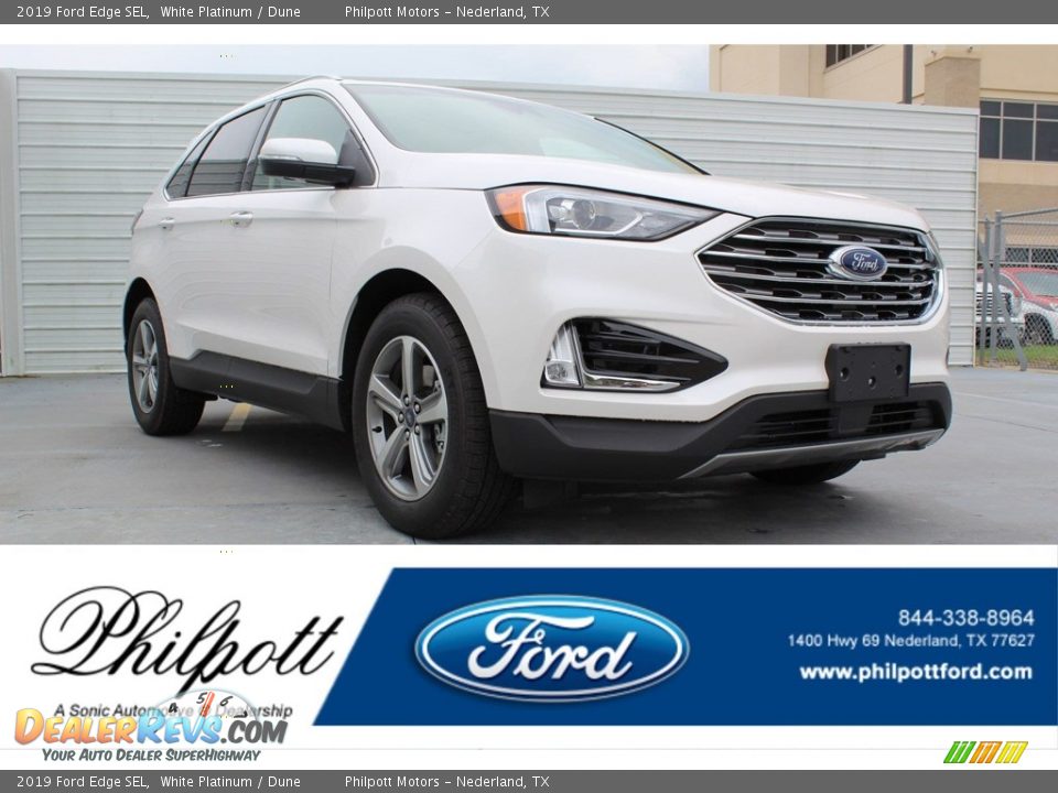 2019 Ford Edge SEL White Platinum / Dune Photo #1