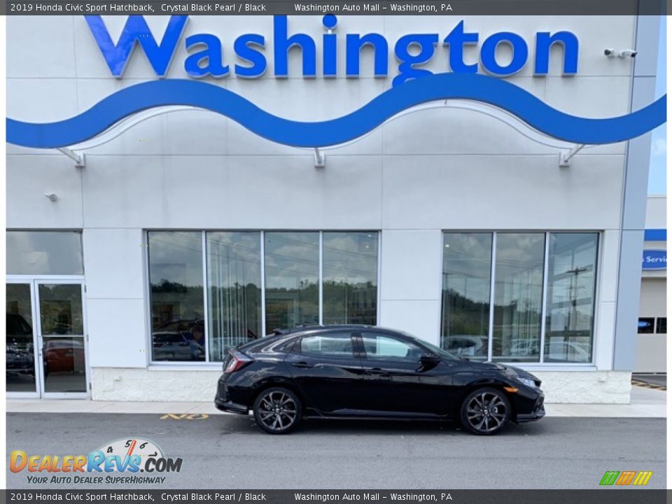 2019 Honda Civic Sport Hatchback Crystal Black Pearl / Black Photo #1