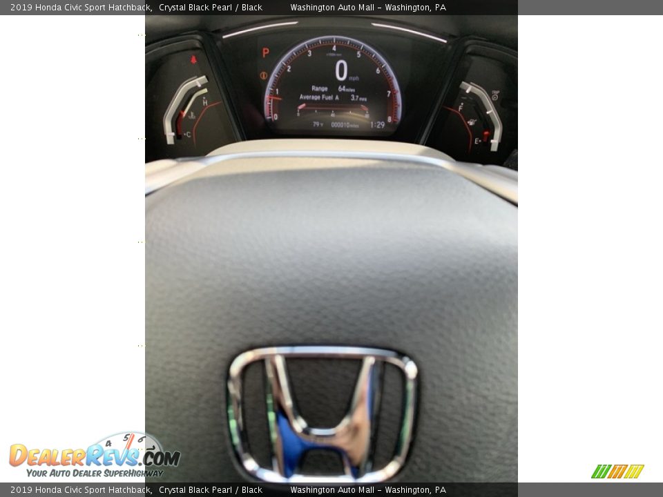 2019 Honda Civic Sport Hatchback Crystal Black Pearl / Black Photo #30