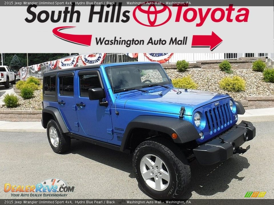 2015 Jeep Wrangler Unlimited Sport 4x4 Hydro Blue Pearl / Black Photo #1
