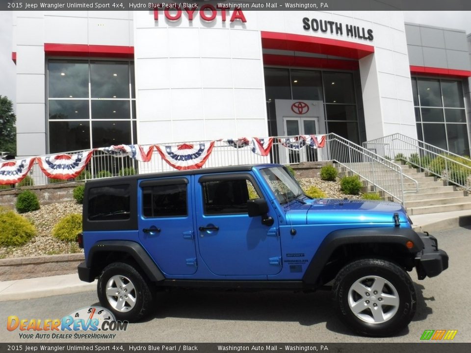 2015 Jeep Wrangler Unlimited Sport 4x4 Hydro Blue Pearl / Black Photo #2