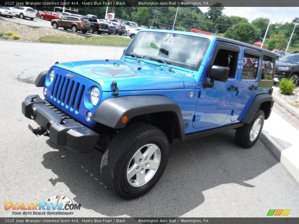 2015 Jeep Wrangler Unlimited Sport 4x4 Hydro Blue Pearl / Black Photo #8
