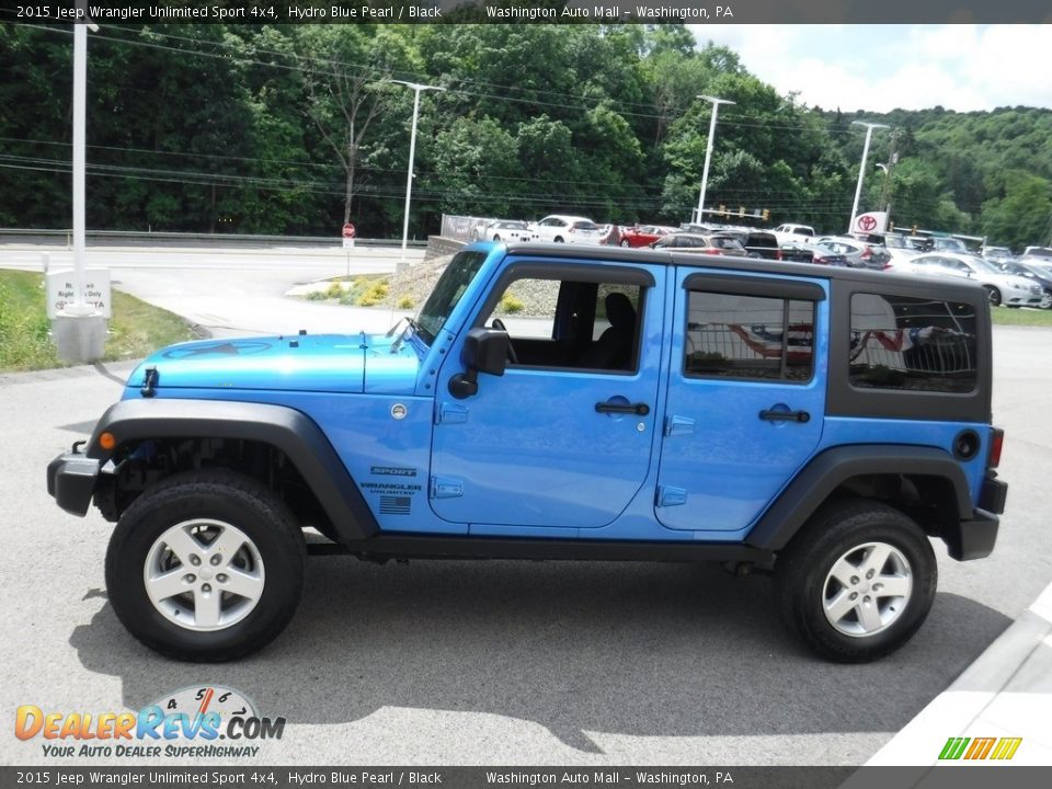 2015 Jeep Wrangler Unlimited Sport 4x4 Hydro Blue Pearl / Black Photo #9