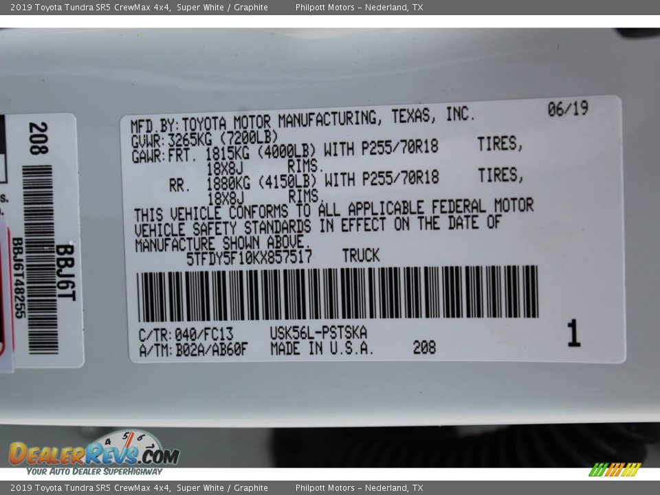 2019 Toyota Tundra SR5 CrewMax 4x4 Super White / Graphite Photo #23