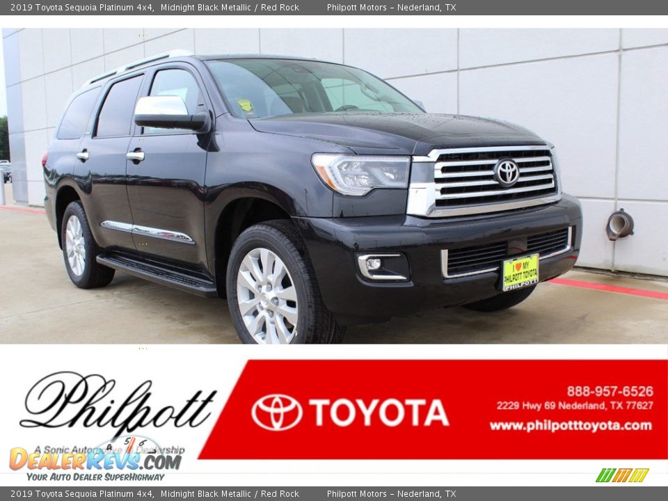 2019 Toyota Sequoia Platinum 4x4 Midnight Black Metallic / Red Rock Photo #1