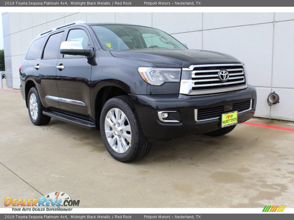 2019 Toyota Sequoia Platinum 4x4 Midnight Black Metallic / Red Rock Photo #2