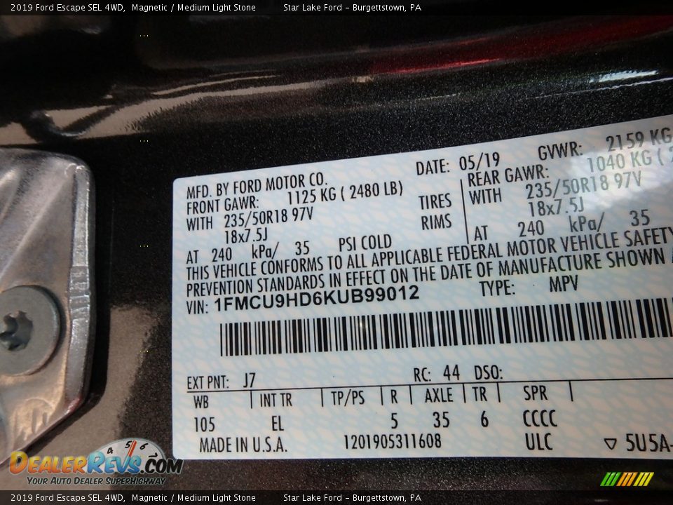 2019 Ford Escape SEL 4WD Magnetic / Medium Light Stone Photo #15