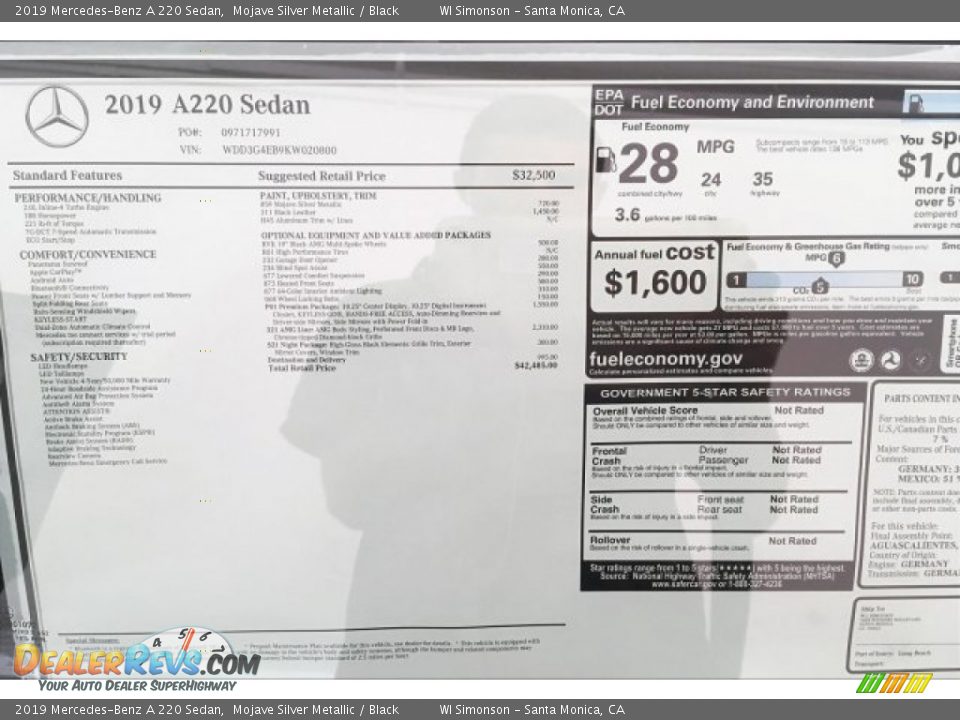 2019 Mercedes-Benz A 220 Sedan Mojave Silver Metallic / Black Photo #10