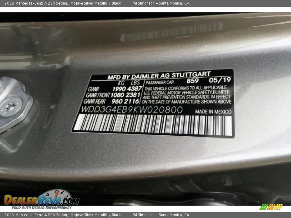 2019 Mercedes-Benz A 220 Sedan Mojave Silver Metallic / Black Photo #11