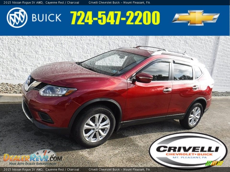 2015 Nissan Rogue SV AWD Cayenne Red / Charcoal Photo #1