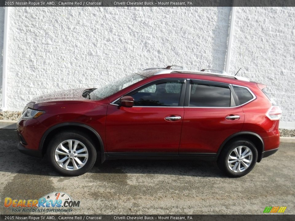 2015 Nissan Rogue SV AWD Cayenne Red / Charcoal Photo #2