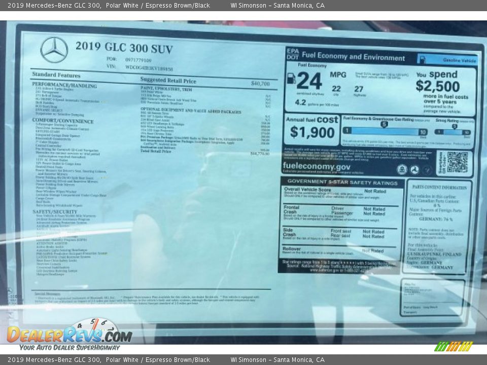 2019 Mercedes-Benz GLC 300 Polar White / Espresso Brown/Black Photo #10