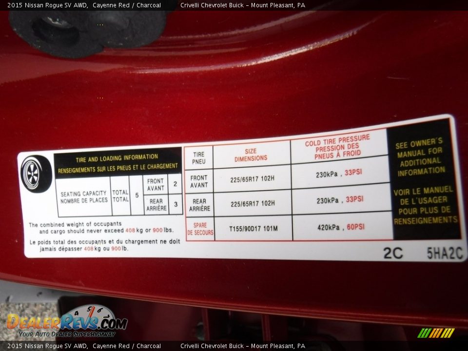 2015 Nissan Rogue SV AWD Cayenne Red / Charcoal Photo #34