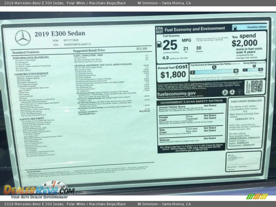 2019 Mercedes-Benz E 300 Sedan Polar White / Macchiato Beige/Black Photo #11