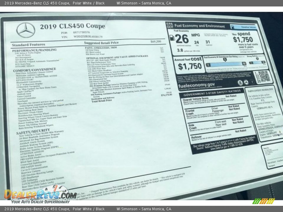 2019 Mercedes-Benz CLS 450 Coupe Polar White / Black Photo #11