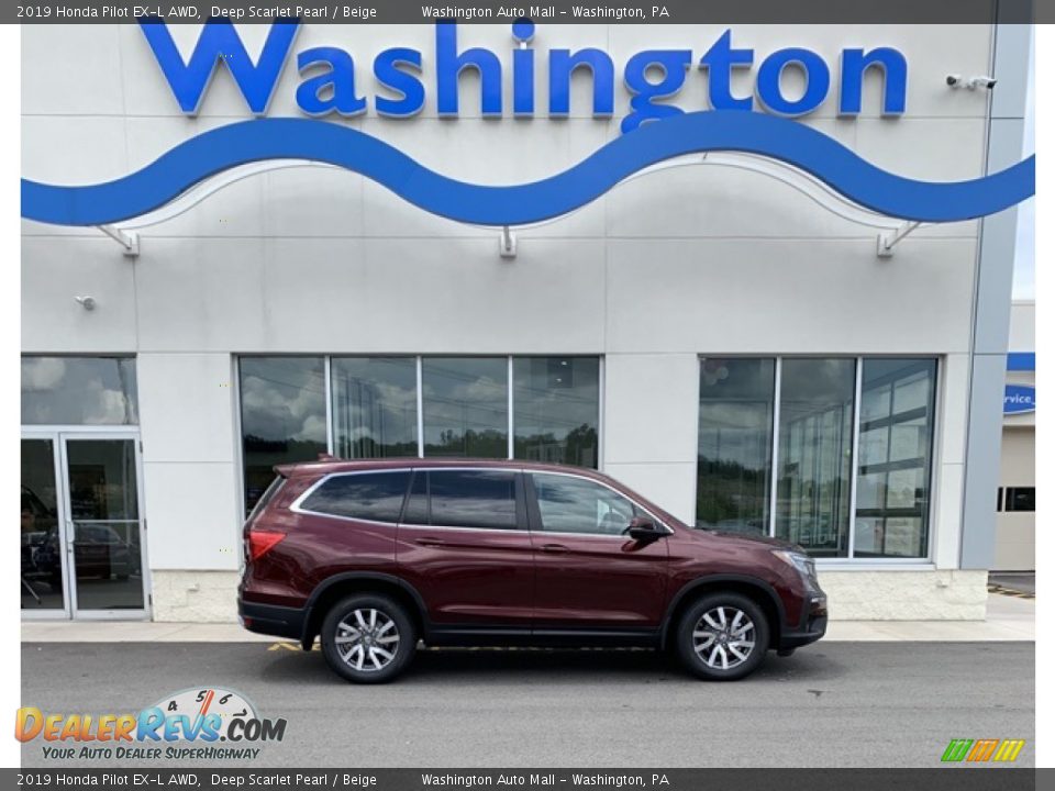 2019 Honda Pilot EX-L AWD Deep Scarlet Pearl / Beige Photo #1