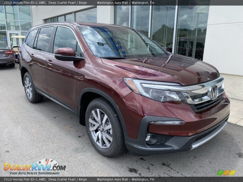 2019 Honda Pilot EX-L AWD Deep Scarlet Pearl / Beige Photo #2