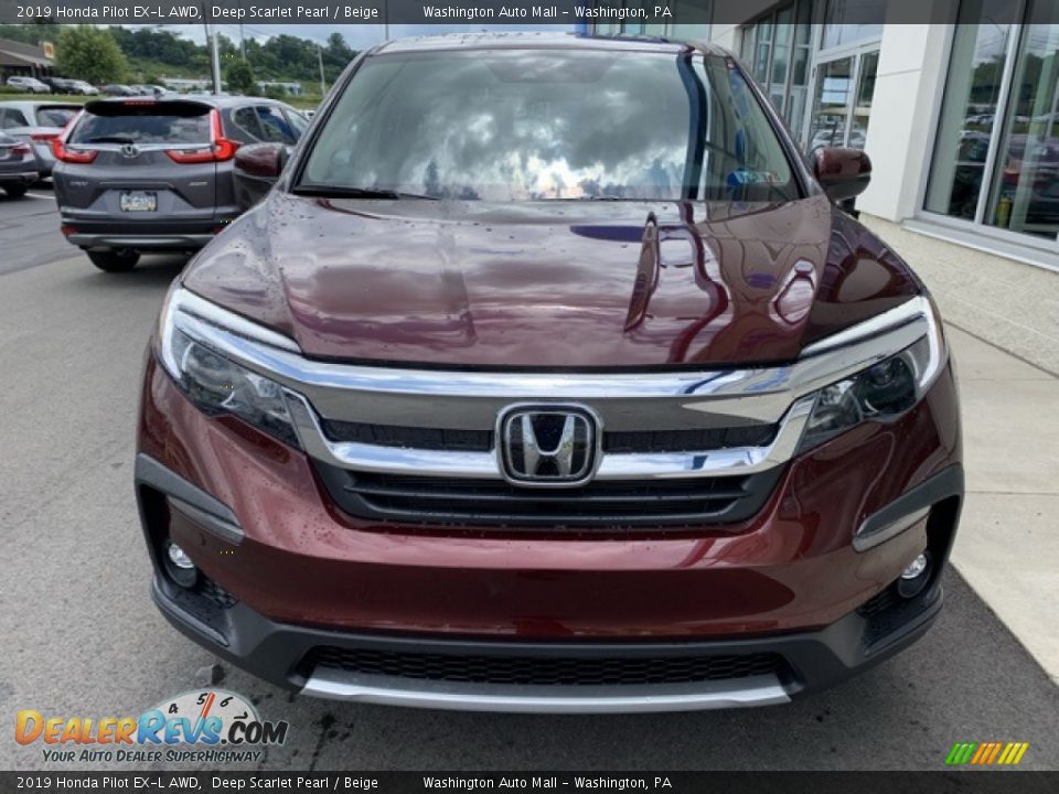 2019 Honda Pilot EX-L AWD Deep Scarlet Pearl / Beige Photo #3