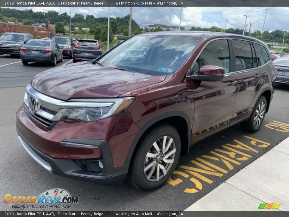 2019 Honda Pilot EX-L AWD Deep Scarlet Pearl / Beige Photo #4