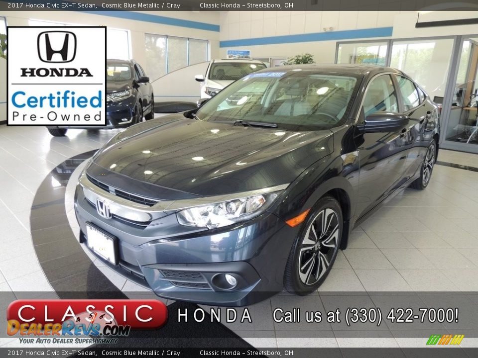 2017 Honda Civic EX-T Sedan Cosmic Blue Metallic / Gray Photo #1