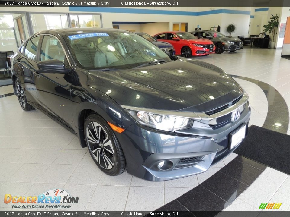 2017 Honda Civic EX-T Sedan Cosmic Blue Metallic / Gray Photo #3