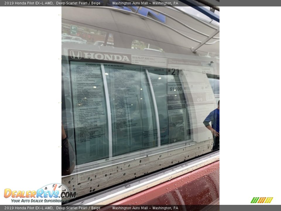 2019 Honda Pilot EX-L AWD Deep Scarlet Pearl / Beige Photo #15