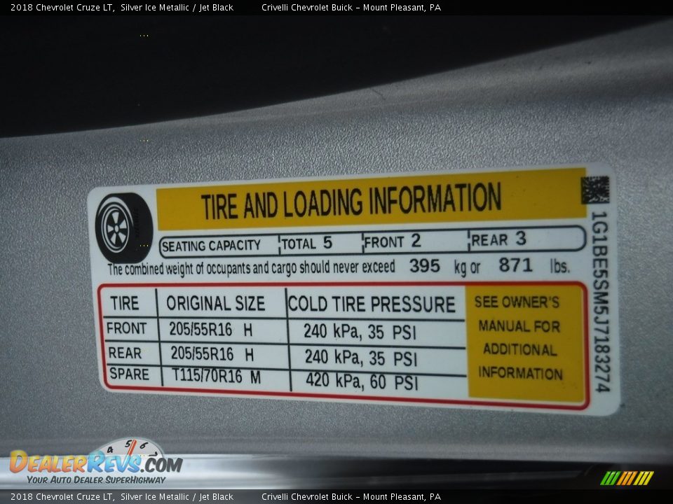 2018 Chevrolet Cruze LT Silver Ice Metallic / Jet Black Photo #28