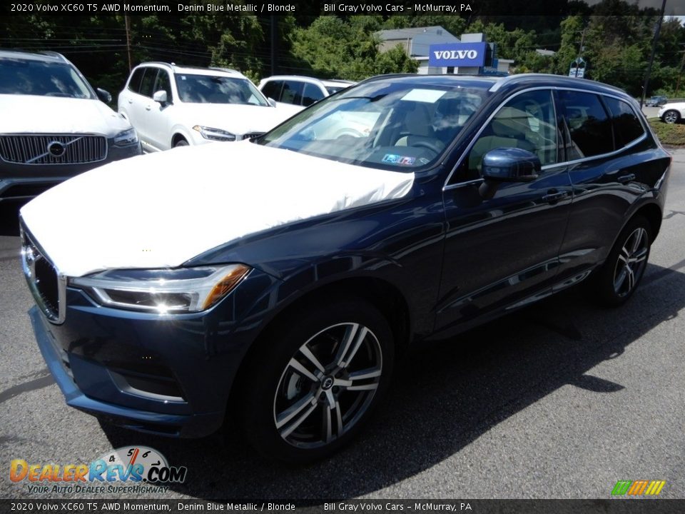 2020 Volvo XC60 T5 AWD Momentum Denim Blue Metallic / Blonde Photo #5
