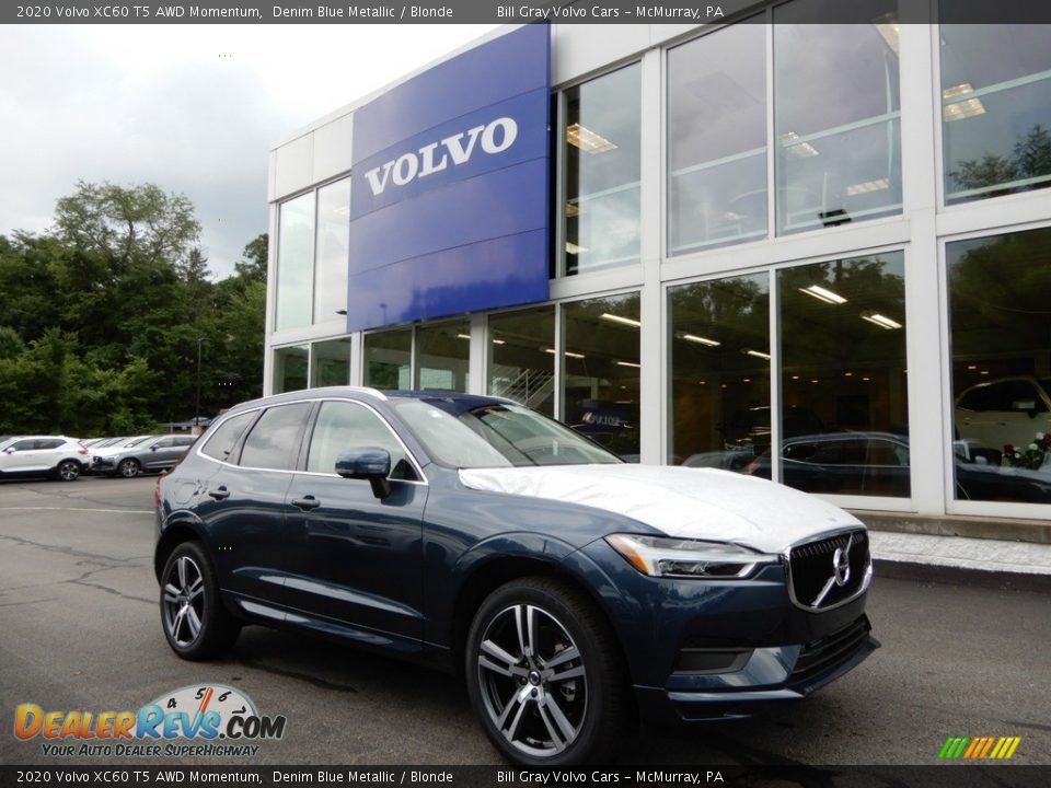 2020 Volvo XC60 T5 AWD Momentum Denim Blue Metallic / Blonde Photo #1
