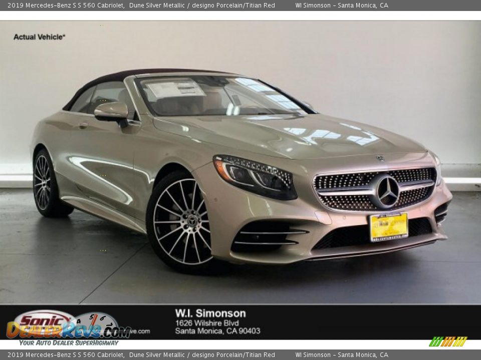 2019 Mercedes-Benz S S 560 Cabriolet Dune Silver Metallic / designo Porcelain/Titian Red Photo #1