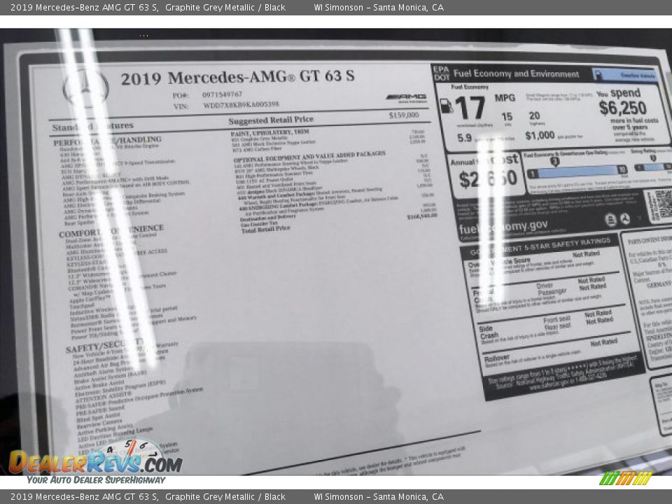 2019 Mercedes-Benz AMG GT 63 S Graphite Grey Metallic / Black Photo #11