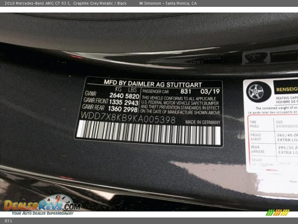 Mercedes-Benz Color Code 831 Graphite Grey Metallic